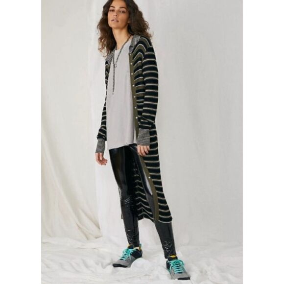 Free People Sweaters - NEW Free People Vista Cardi Striped Midi Sweater Dress Button Front Size XS